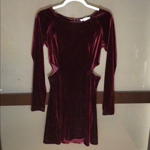 Maroon velvet BCBG dress with hip cutouts